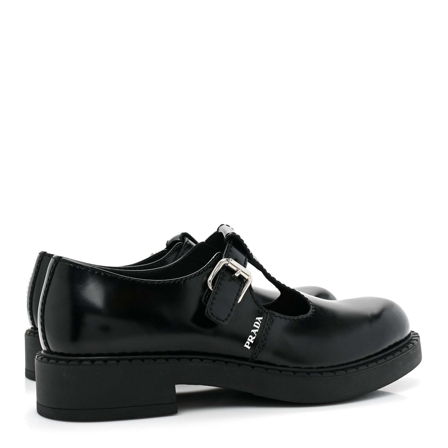 Prada Spazzolato Mary Jane T Strap 40mm Loafers 10.5 Black 4 of 10