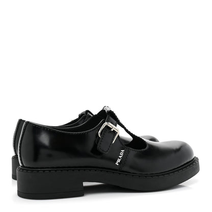Prada Spazzolato Mary Jane T Strap 40mm Loafers 10.5 Black 4 of 10