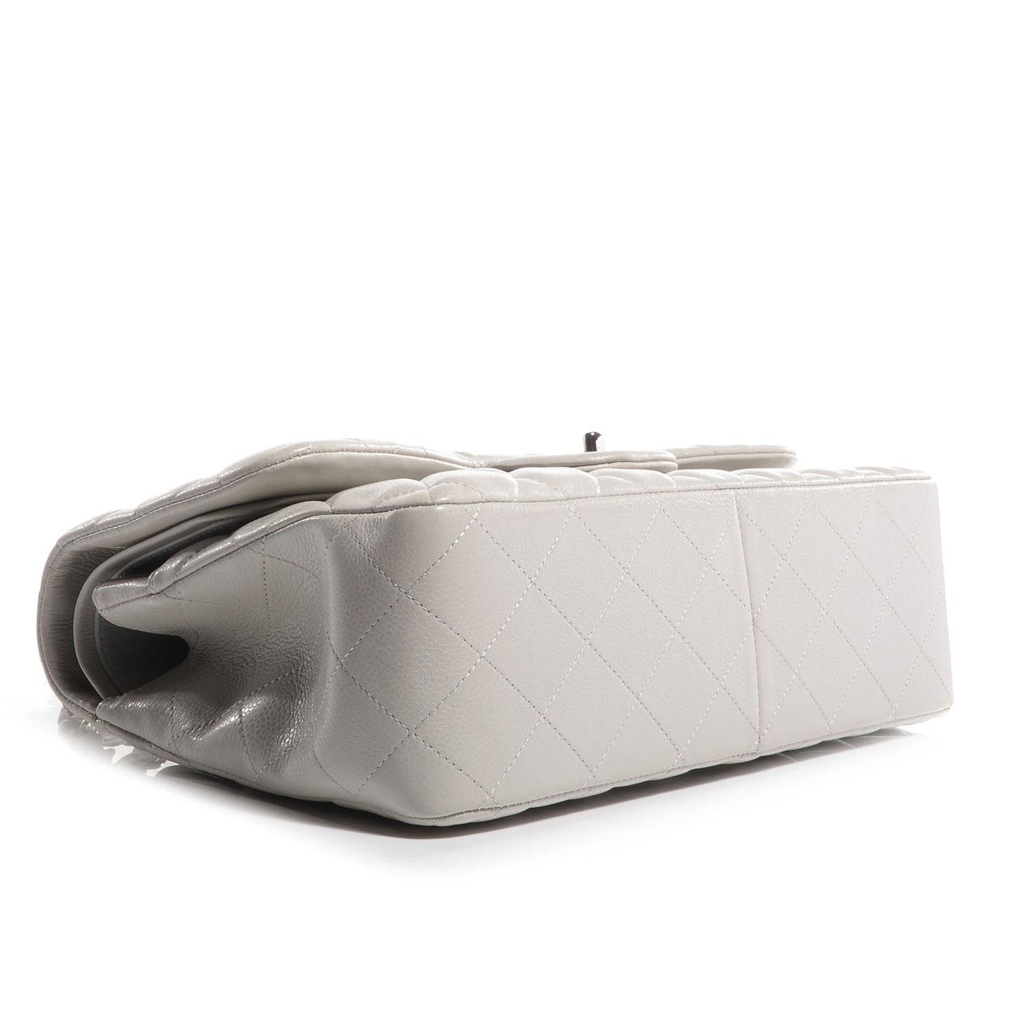 Caviar Jumbo Double Flap Light Grey
