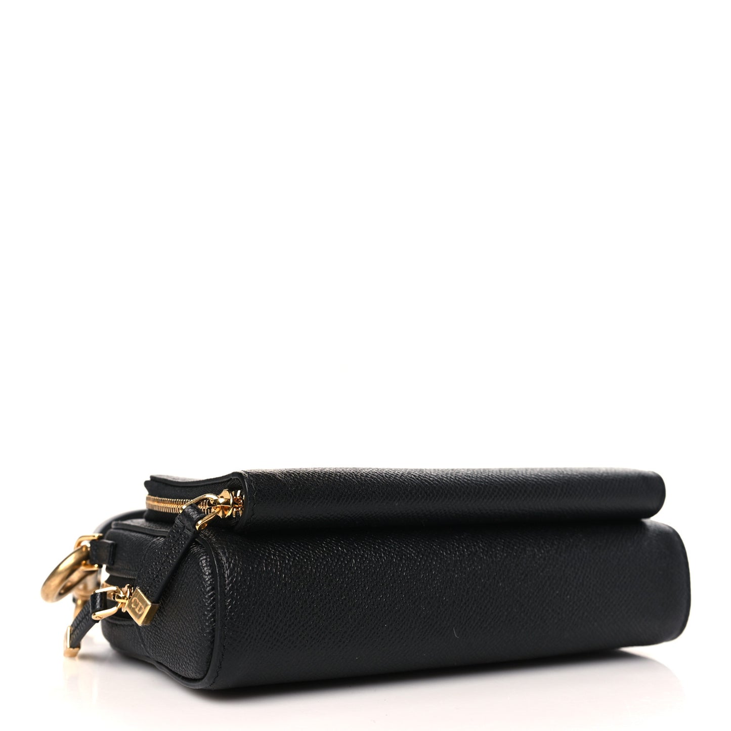 Grained Calfskin Caro Double Pouch Black