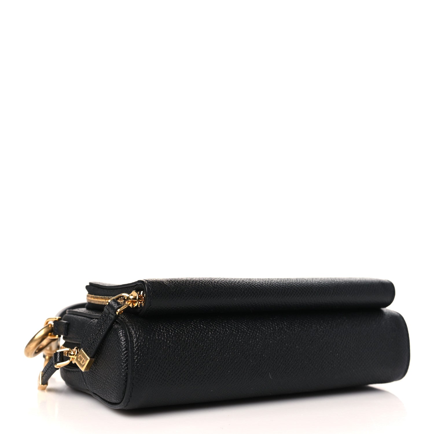 Christian Dior Grained Calfskin Caro Double Pouch Black 4 of 9