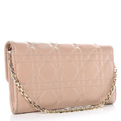 Christian Dior Lambskin Cannage Rendezvous Wallet Nude 3 of 9