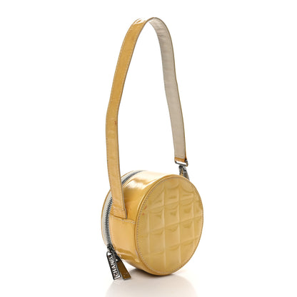 Chanel Patent Quilted CC Chocolate Bar Round Shoulder Bag Yellow 3 of 12