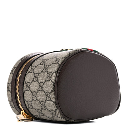 Gucci GG Supreme Monogram Textured Calfskin Web Ophidia Vanity Cosmetic Case Beige Ebony New Acero 4 of 11
