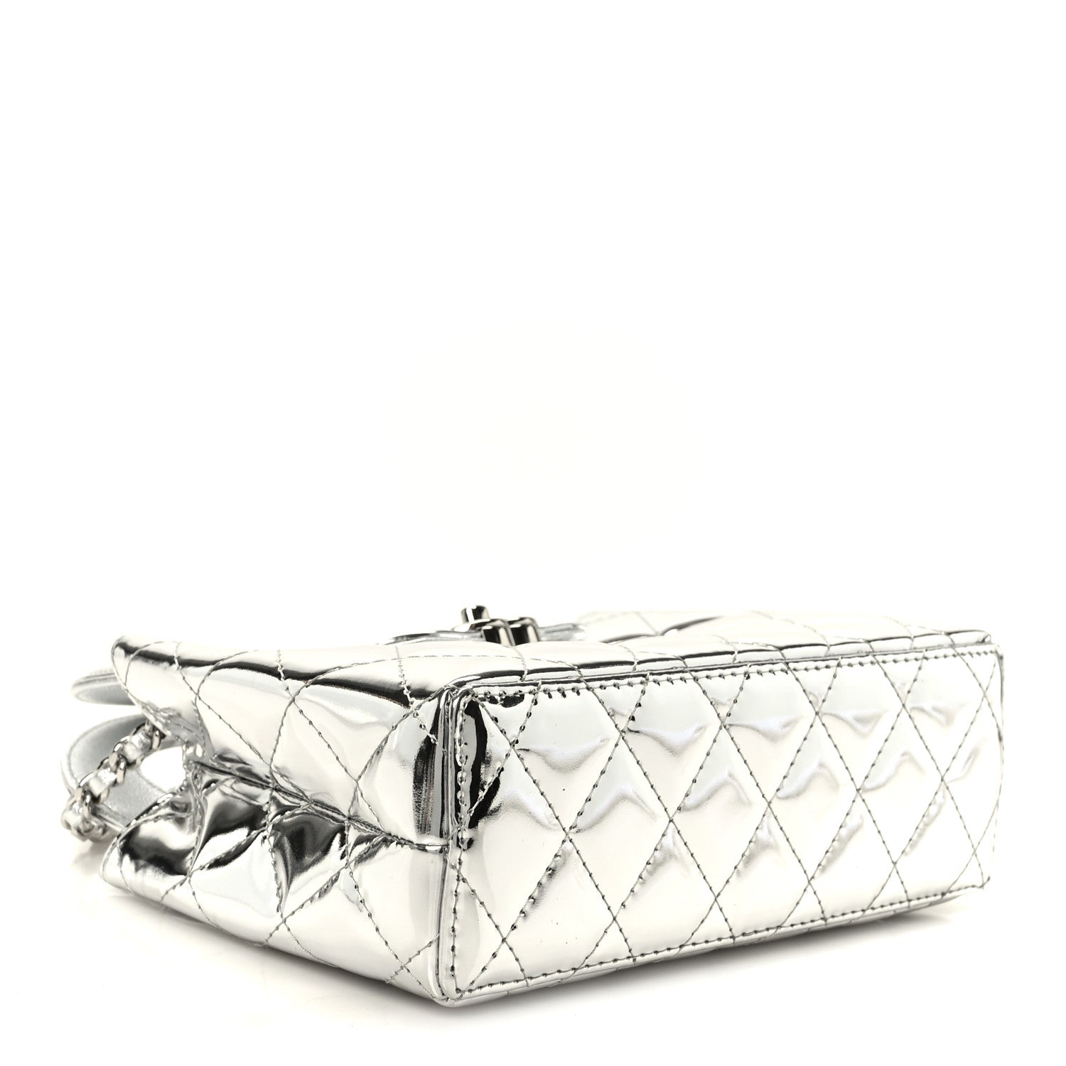 Chanel Mirror Calfskin Metallic Calfskin Quilted Nano Kelly Shopper Silvery 4 of 10