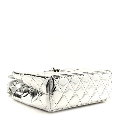 Chanel Mirror Calfskin Metallic Calfskin Quilted Nano Kelly Shopper Silvery 4 of 10