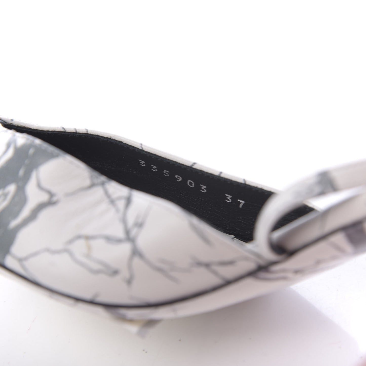 Nappa Imprime Marble Ankle Strap Pump 37 Blanc