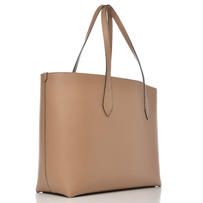Burberry Grainy Calfskin Haymarket Check Medium Reversible Tote Camel 4 of 7