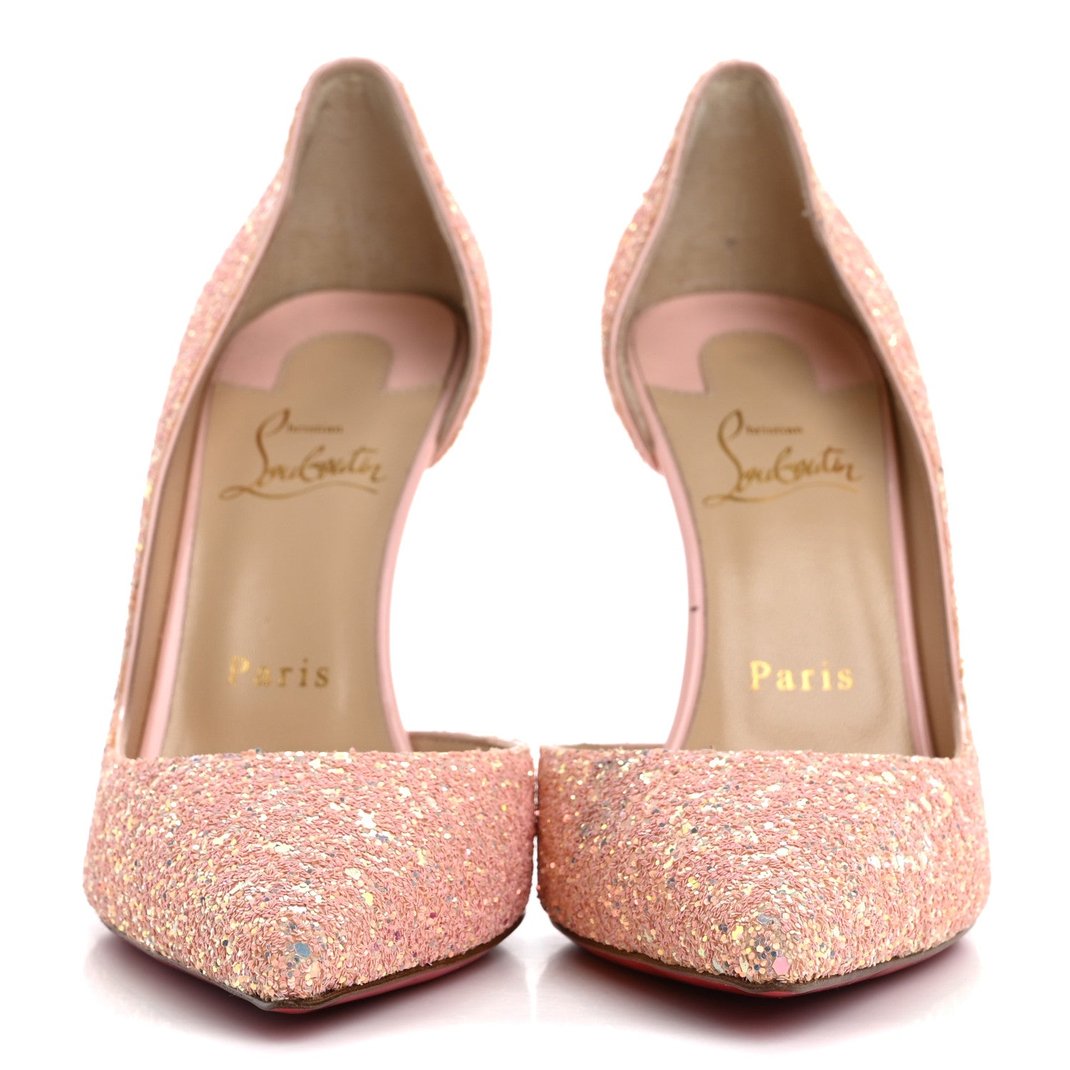 Christian Louboutin Patent Glitter Iriza 100 Pumps 38.5 Peach 3 of 8