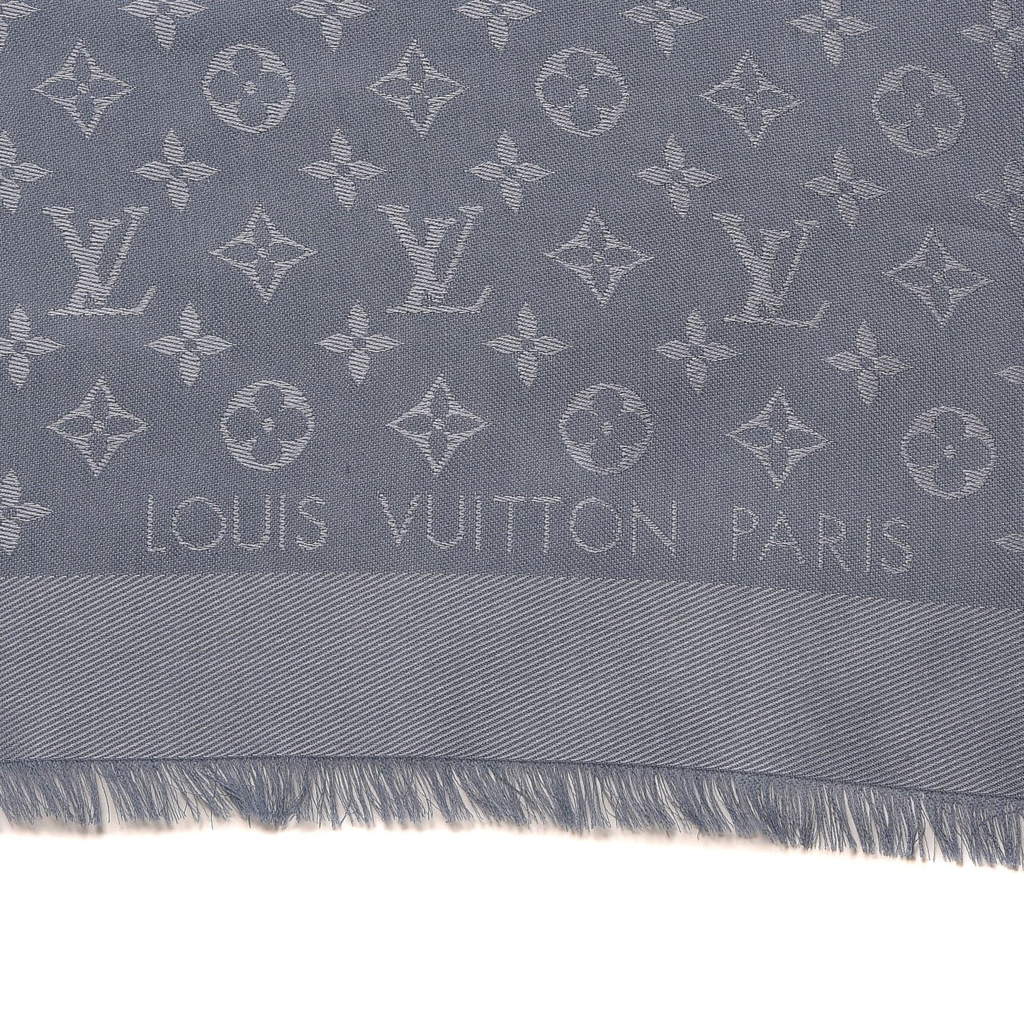 Silk Wool Monogram Shawl Charcoal Grey