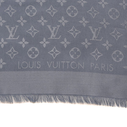 Louis Vuitton Silk Wool Monogram Shawl Charcoal Grey 3 of 4