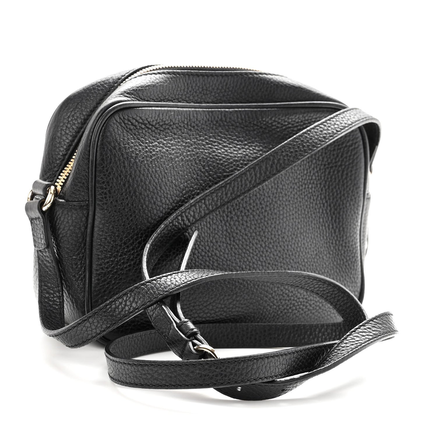 Pebbled Calfskin Small Soho Disco Bag Black