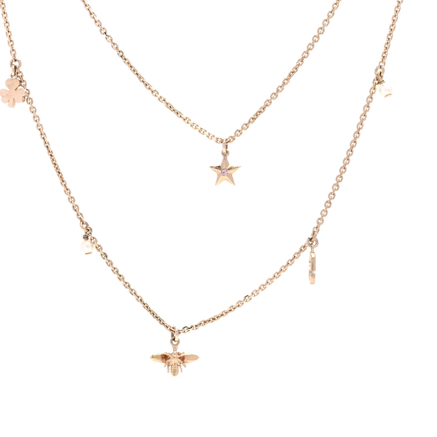 Christian Dior Metal Crystal Double Necklace Gold 5 of 6