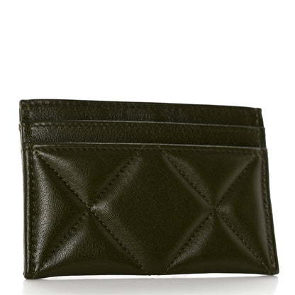 Chanel Lambskin Quilted Chanel 19 Card Holder Khaki 3 of 9