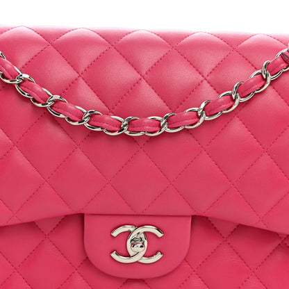 Chanel Lambskin Quilted Jumbo Double Flap Dark Pink 7 of 9