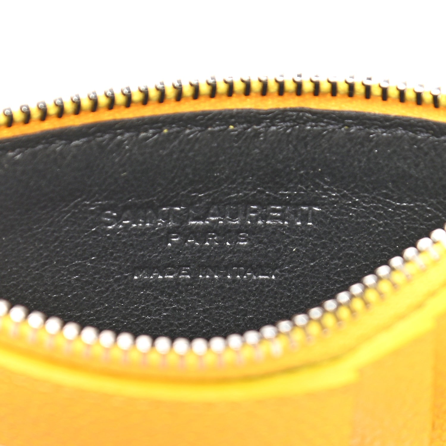 Saint Laurent Grained Calfskin 5 Fragments Zip Pouch Card Holder Sunflower 6 of 7