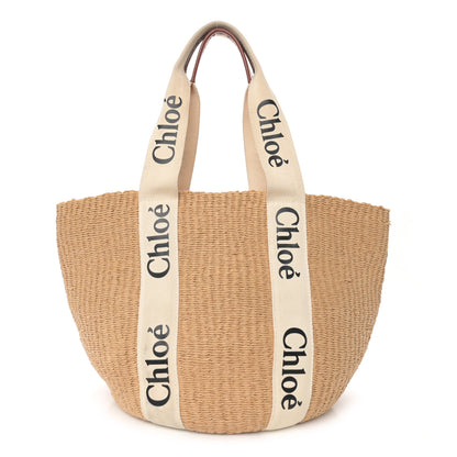 Chloe Raffia Large Woody Tote White 1 of 12