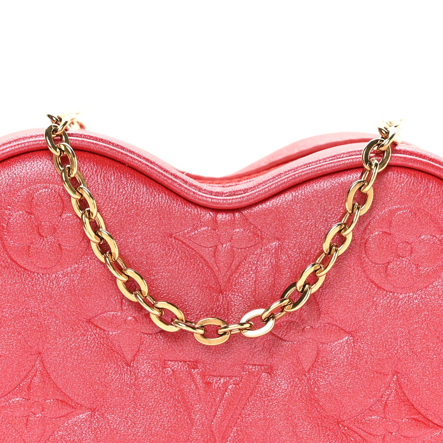 Lambskin Embossed Monogram Fall In Love Sac Coeur Heart Chain Bag Lipstick Red