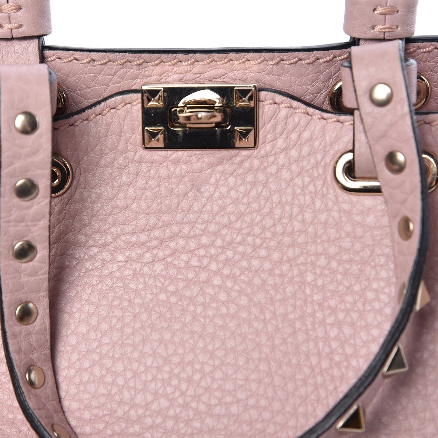 Grained Calfskin Micro Rockstud Tote Cipria