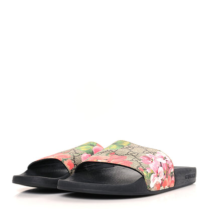 Gucci GG Supreme Monogram Blooms Slide Sandals 38 Beige Multicolor 3 of 6