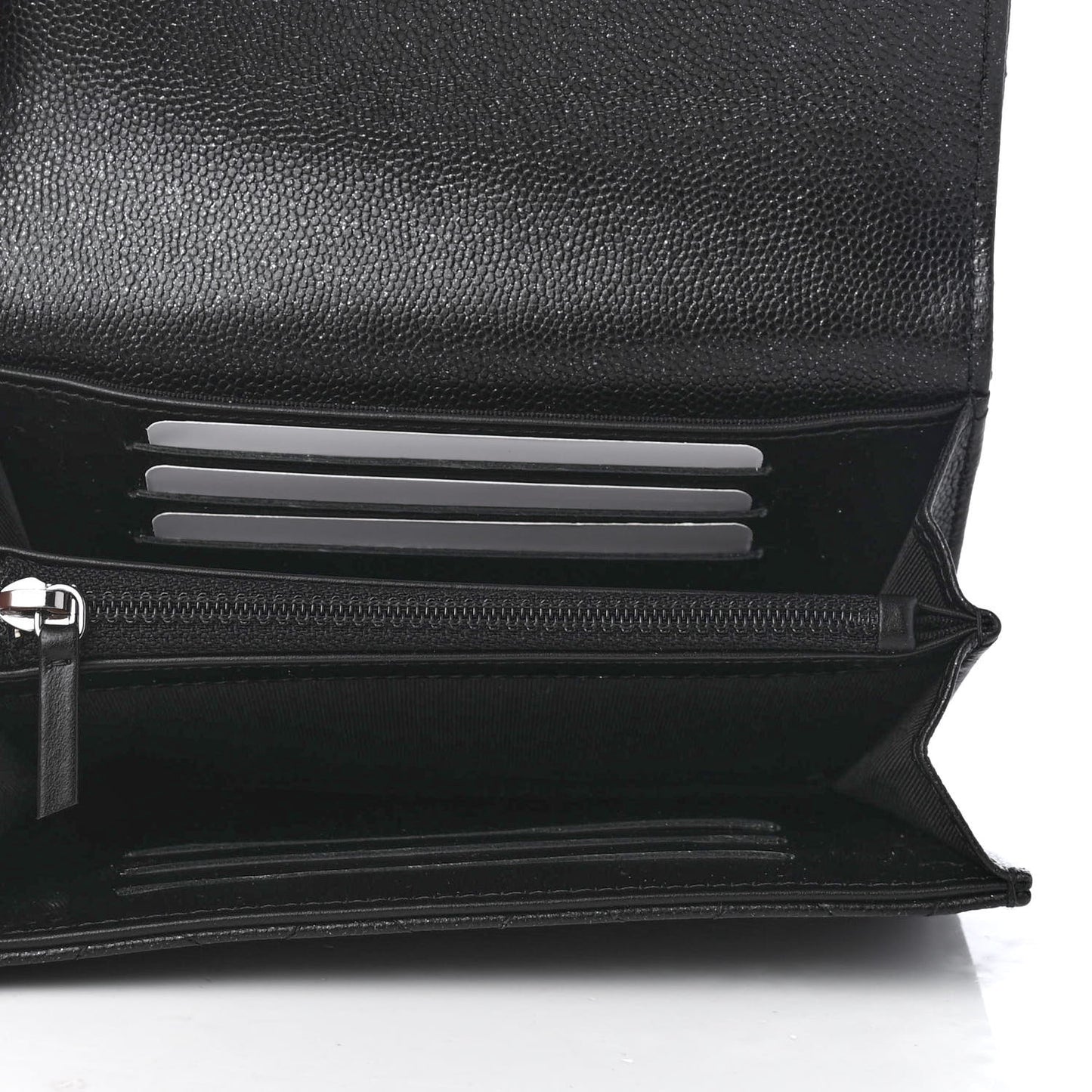 Iridescent Caviar Quilted Medium Flap Wallet Black