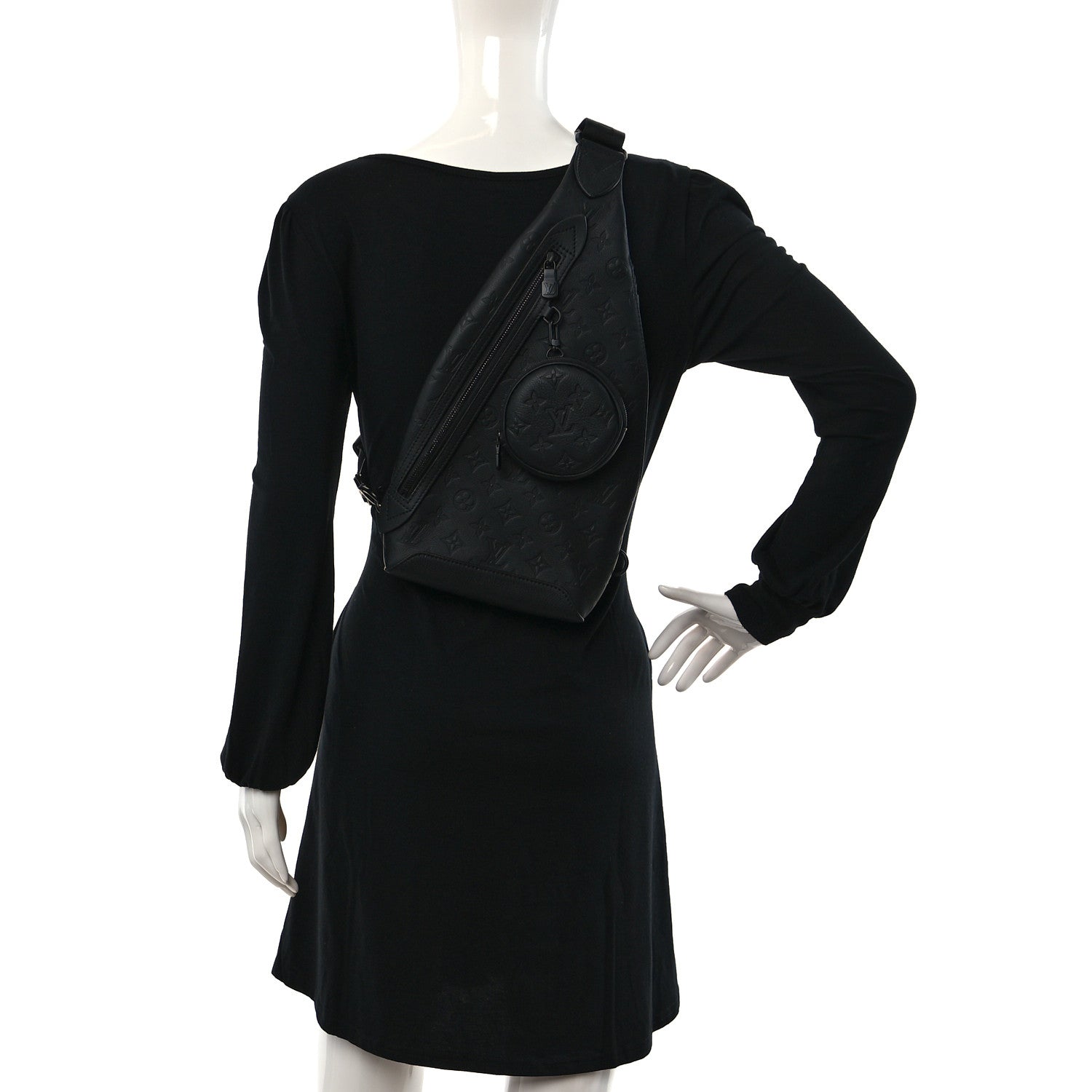 Louis Vuitton Calfskin Shadow Monogram Duo Slingbag Black 2 of 10