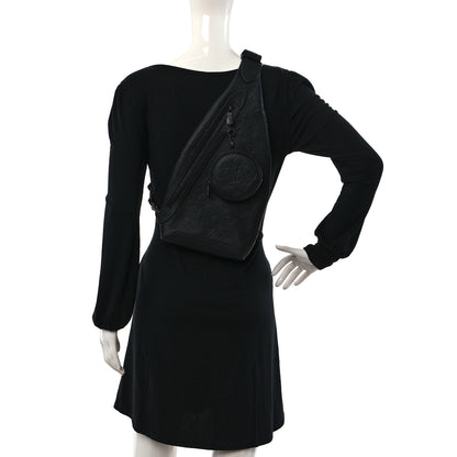 Louis Vuitton Calfskin Shadow Monogram Duo Slingbag Black 2 of 10