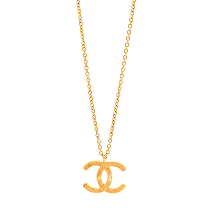Chanel Metal Textured CC Chain Pendant Necklace Gold 1 of 4