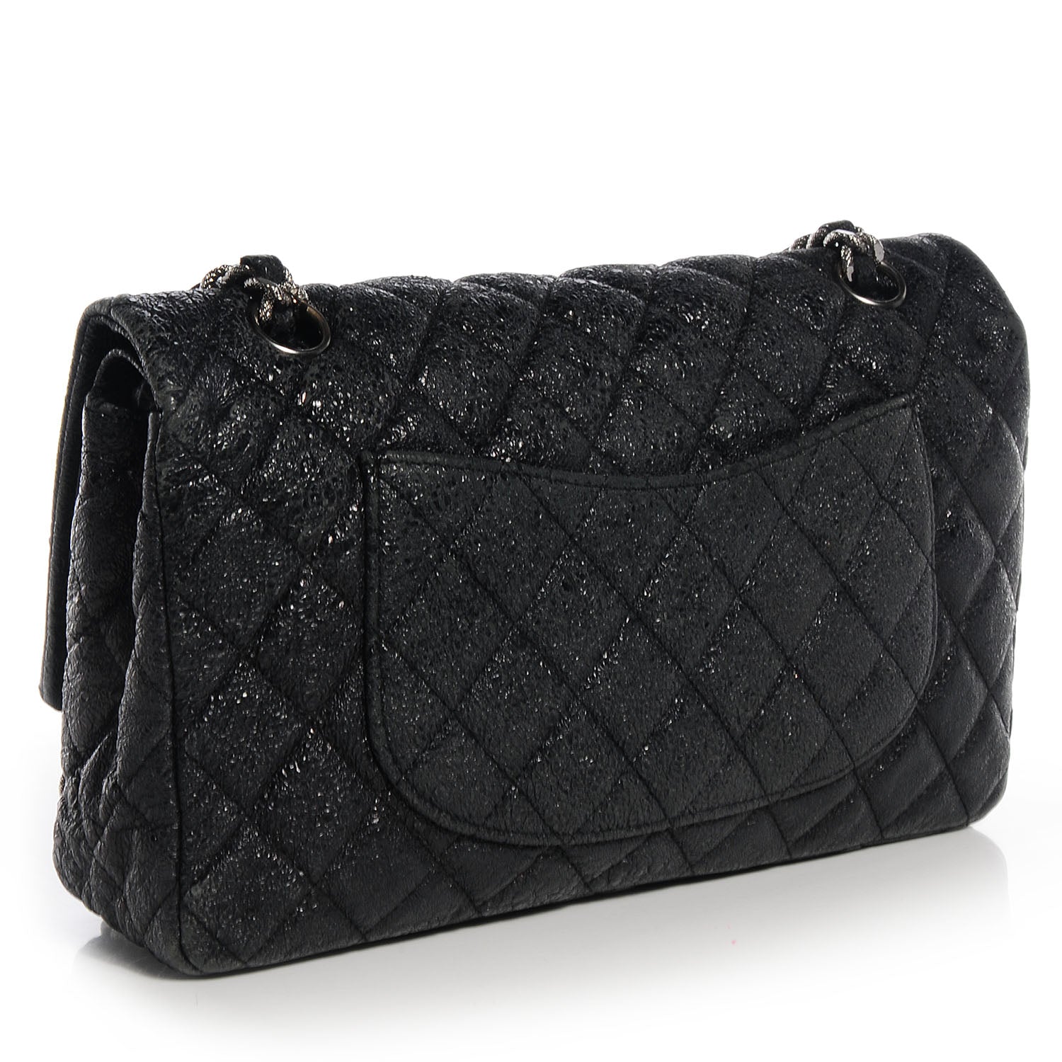 Chanel Crackled Calfskin Medium Double Flap Black 3 of 9
