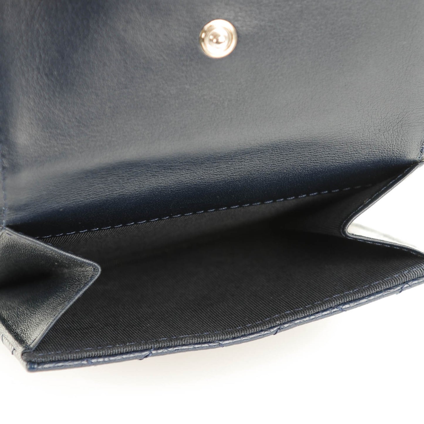 Caviar Quilted Compact French Flap Wallet Marine