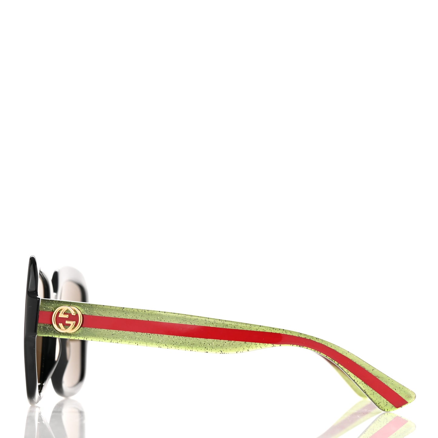 Acetate Square Frame Web Glitter Sunglasses GG0036S Black Green