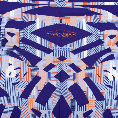 Hermes Cashmere Silk Cavalcadour Shawl 140 Violet Bleu Jean Orange 2 of 4