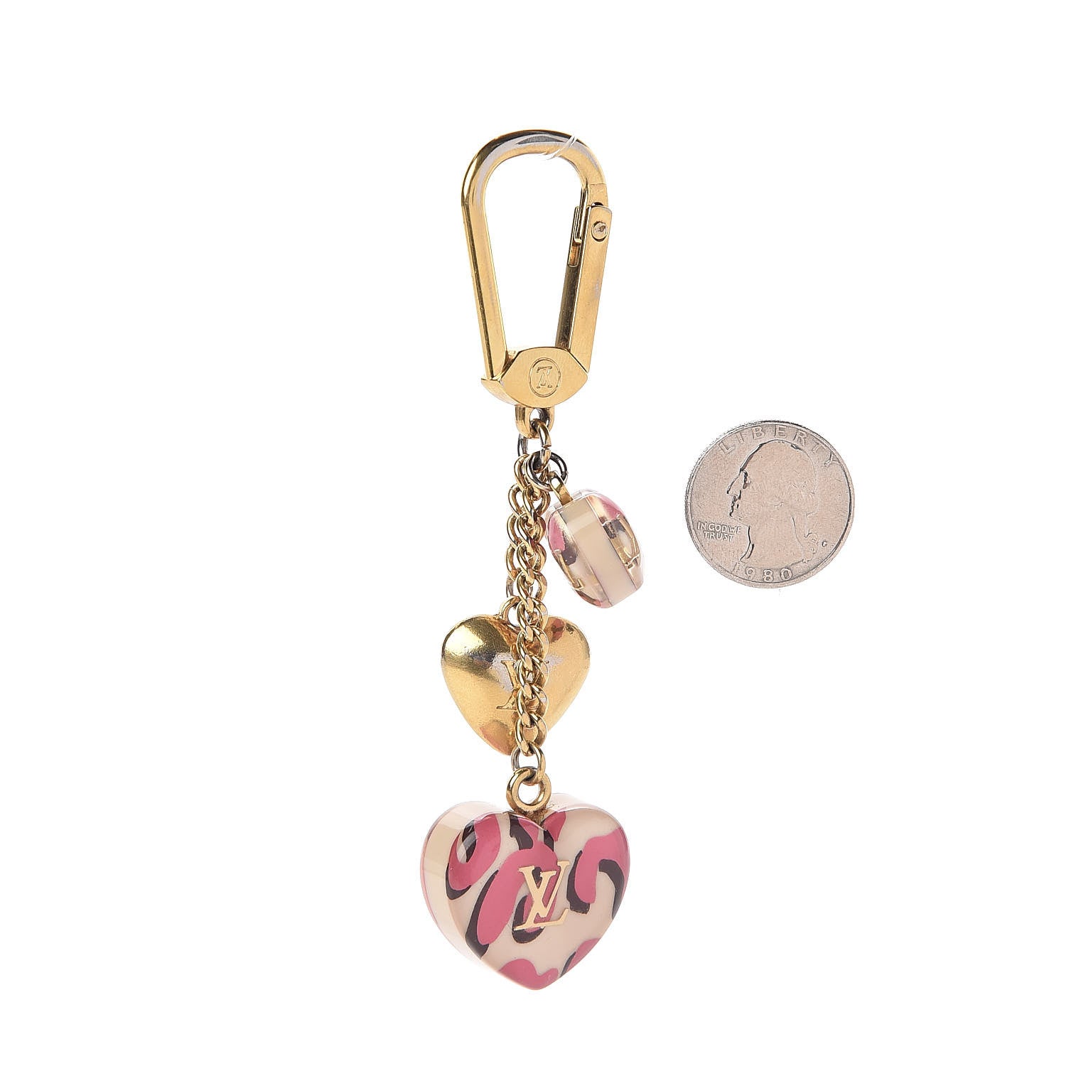 Louis Vuitton Leopard Heart Bag Charm Key Holder Blanc Corail 2 of 2