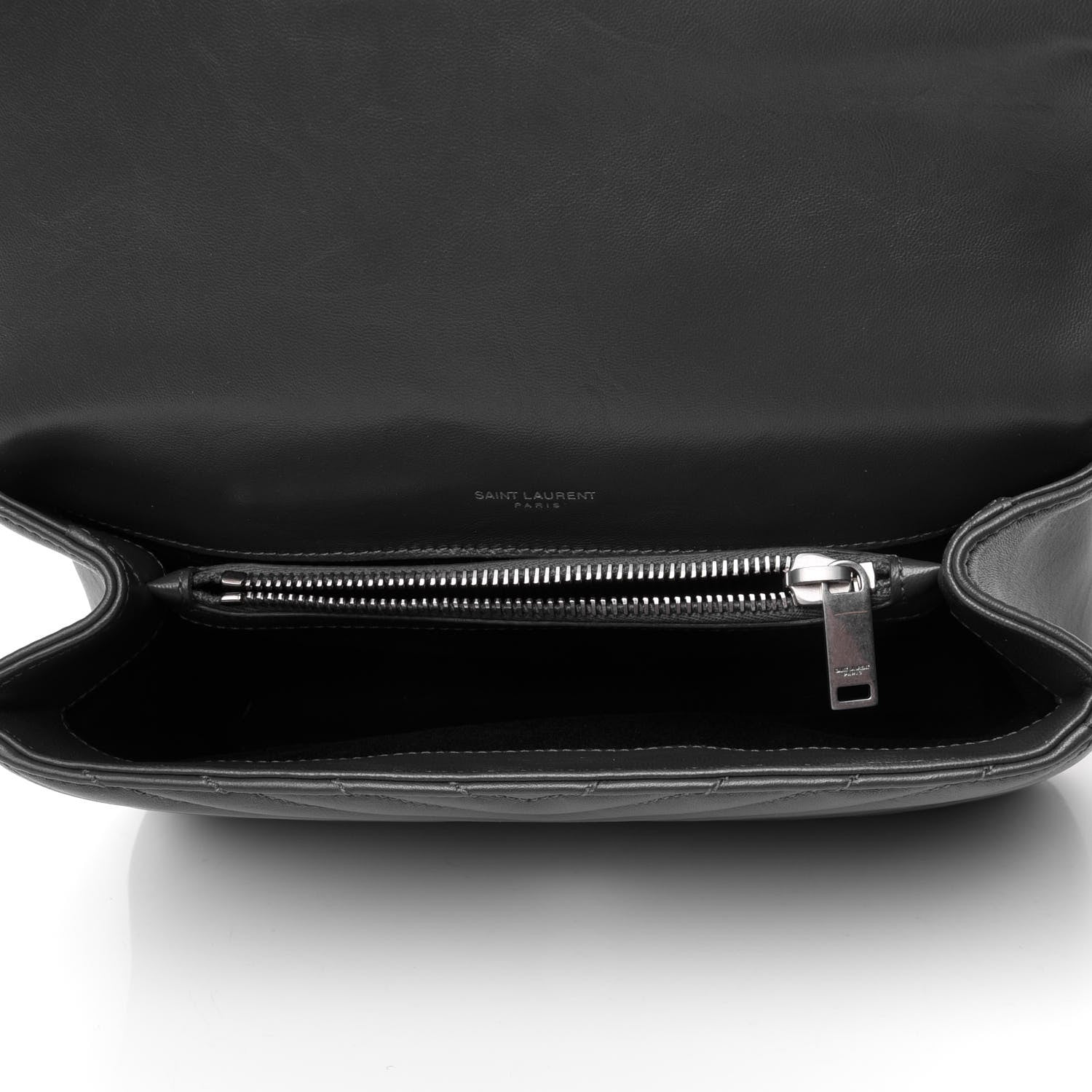 Saint Laurent Sheepskin Matelasse Chevron Monogram Medium College Bag Asphalt 4 of 4