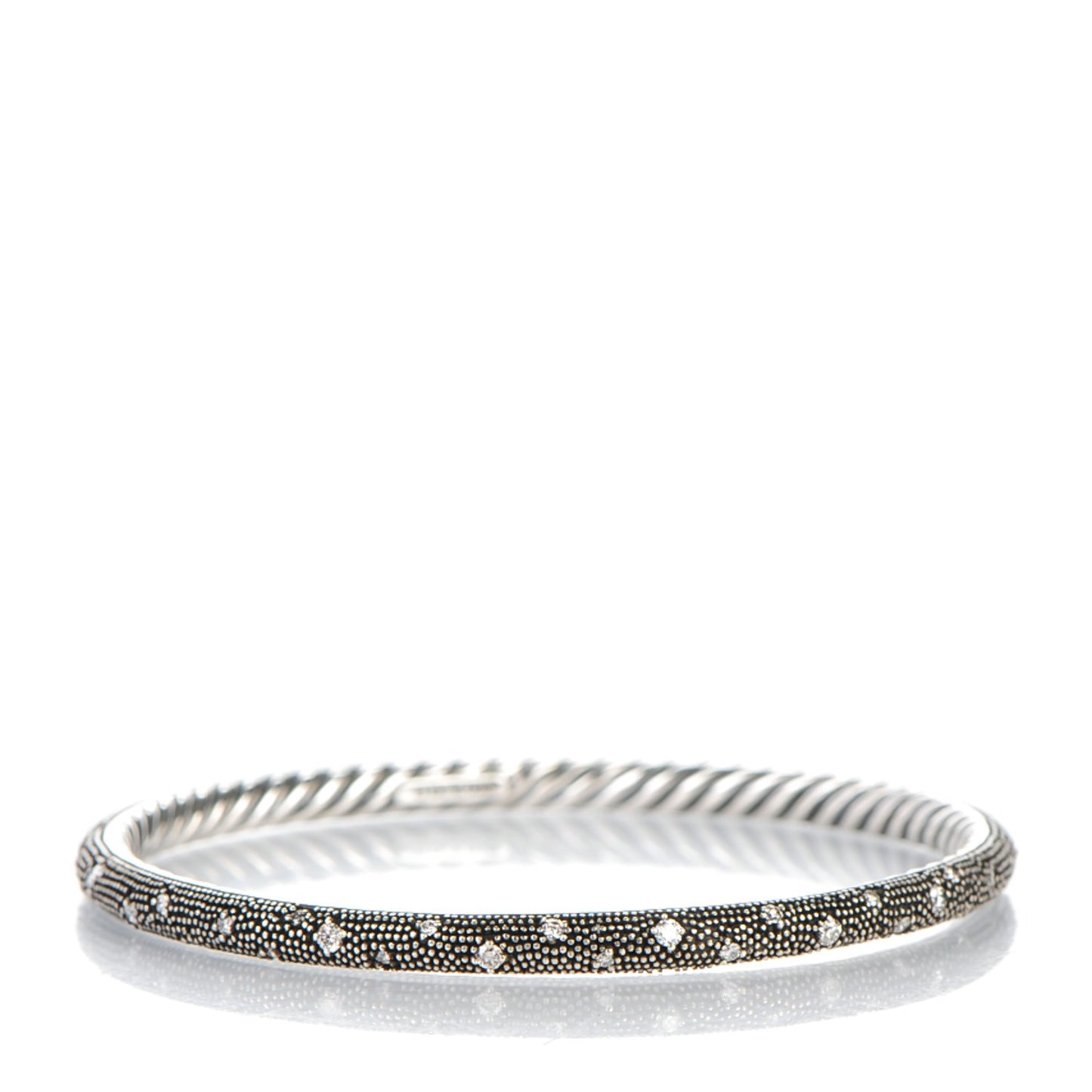 Sterling Silver Diamond 4mm Midnight Melange Bangle Bracelet