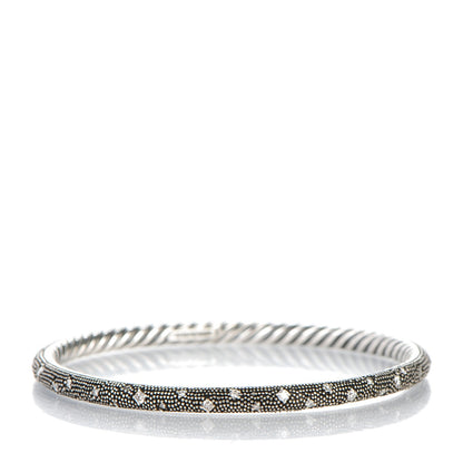 David Yurman Sterling Silver Diamond 4mm Midnight Melange Bangle Bracelet 1 of 4