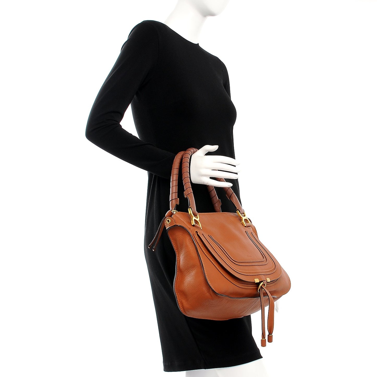 Calfskin Medium Marcie Satchel Tan