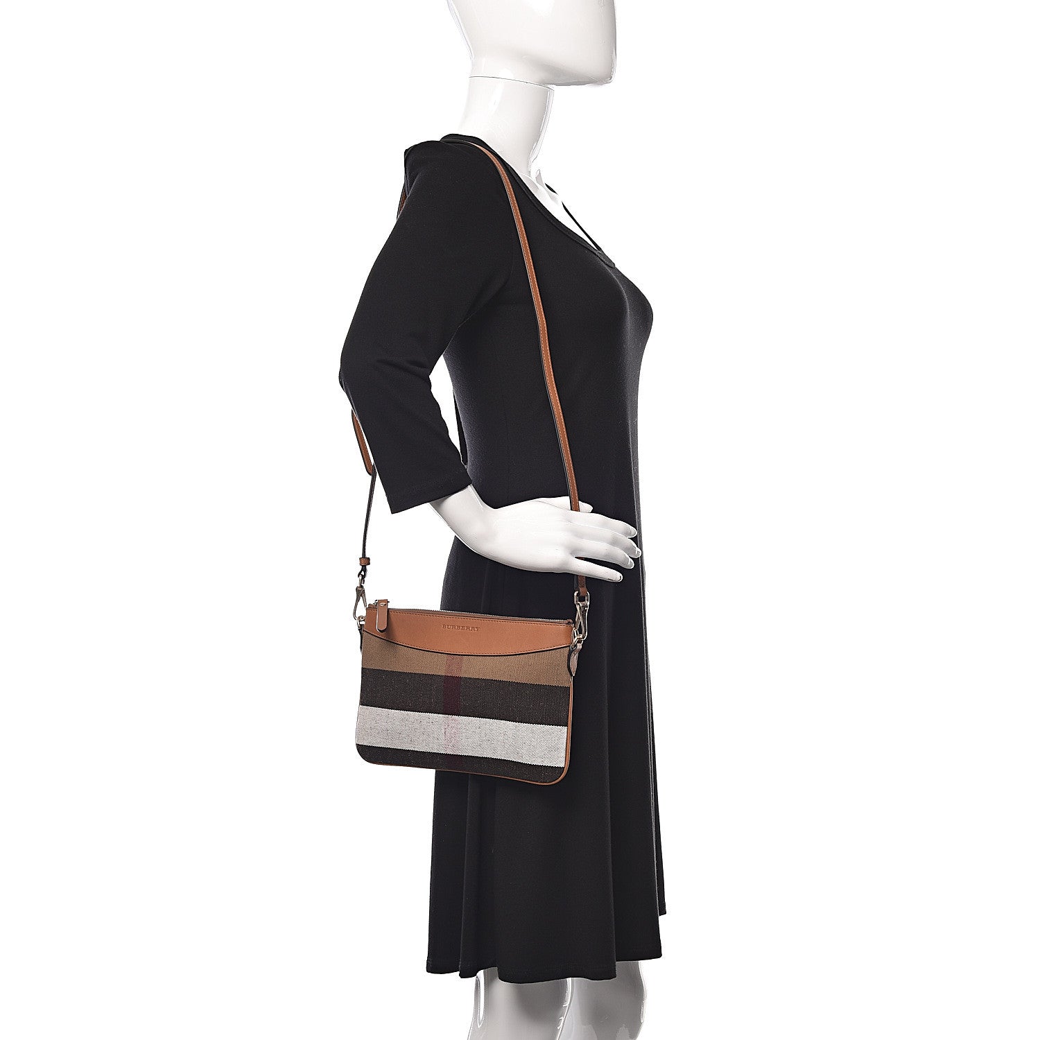 Burberry Mega Check Peyton Crossbody Clutch Bag Saddle Brown 2 of 11