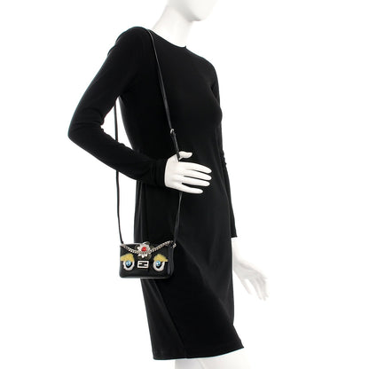 Fendi Shiny Nappa Rabbit Fur Crystal Flowerland Micro Buggie Baguette Black Mojito Multicolor 2 of 7