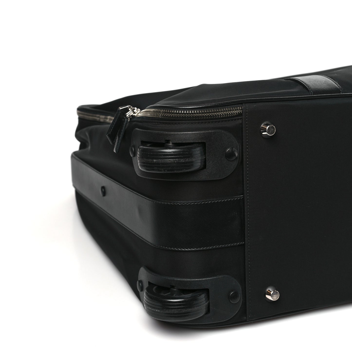 Tessuto Nylon Saffiano Rolling Duffle Black