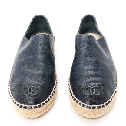 Chanel Grained Calfskin CC Espadrilles 36 Navy Black 2 of 11