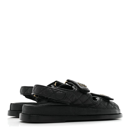 Chanel Grained Calfskin Velcro Dad Sandals 36.5 Black 3 of 10