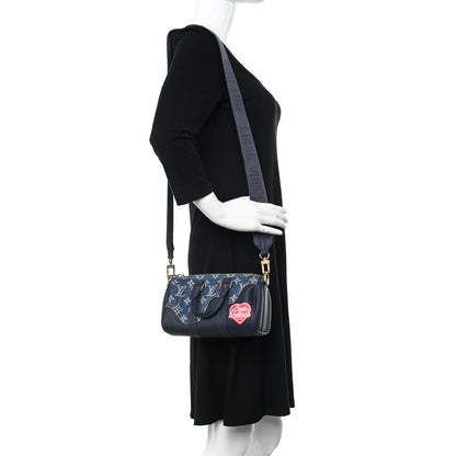 Louis Vuitton Taurillon Monogram Denim Drip Keepall XS Blue 2 of 10