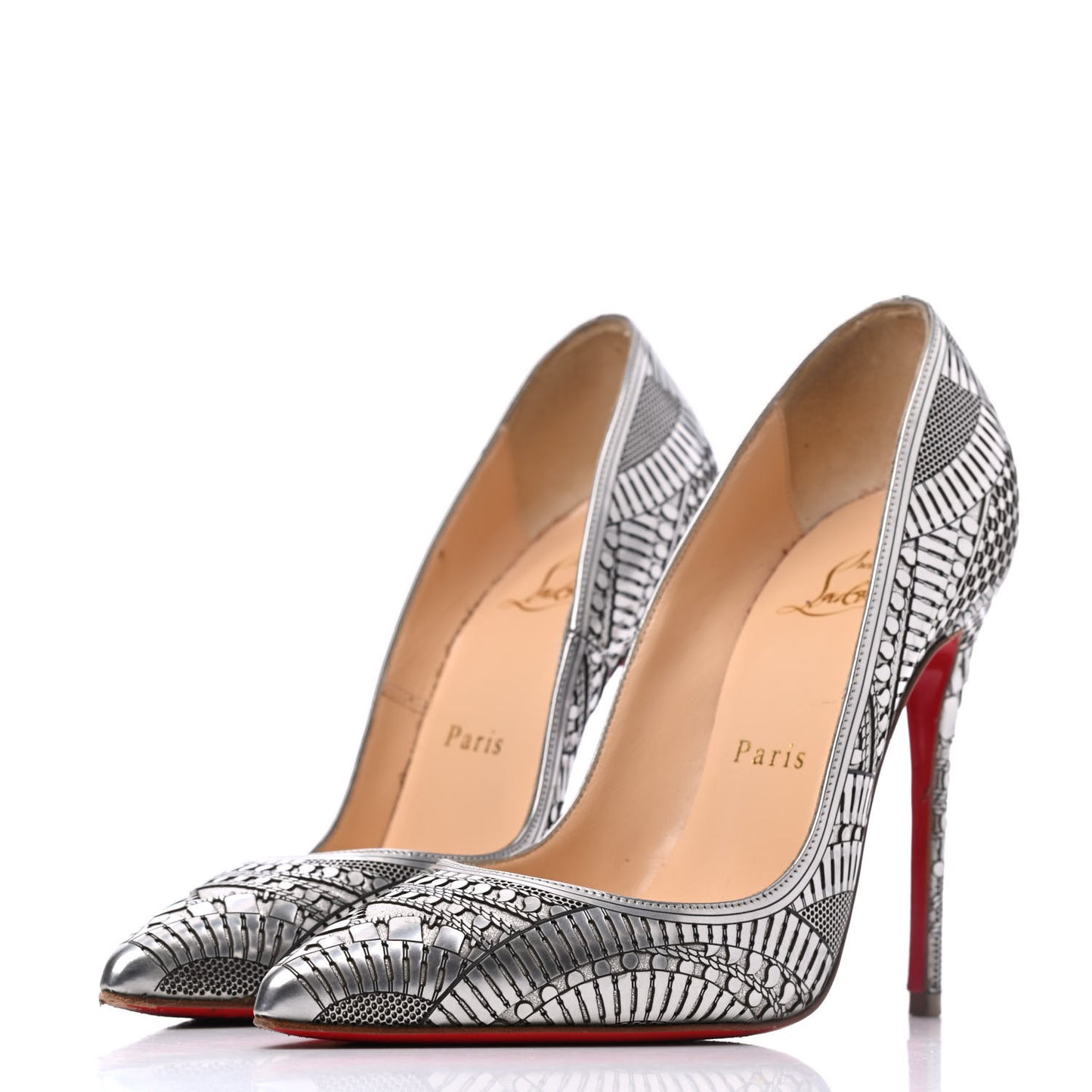 Metallic Specchio Suede Laser Cut Kristali 120 Pumps 35.5 Silver