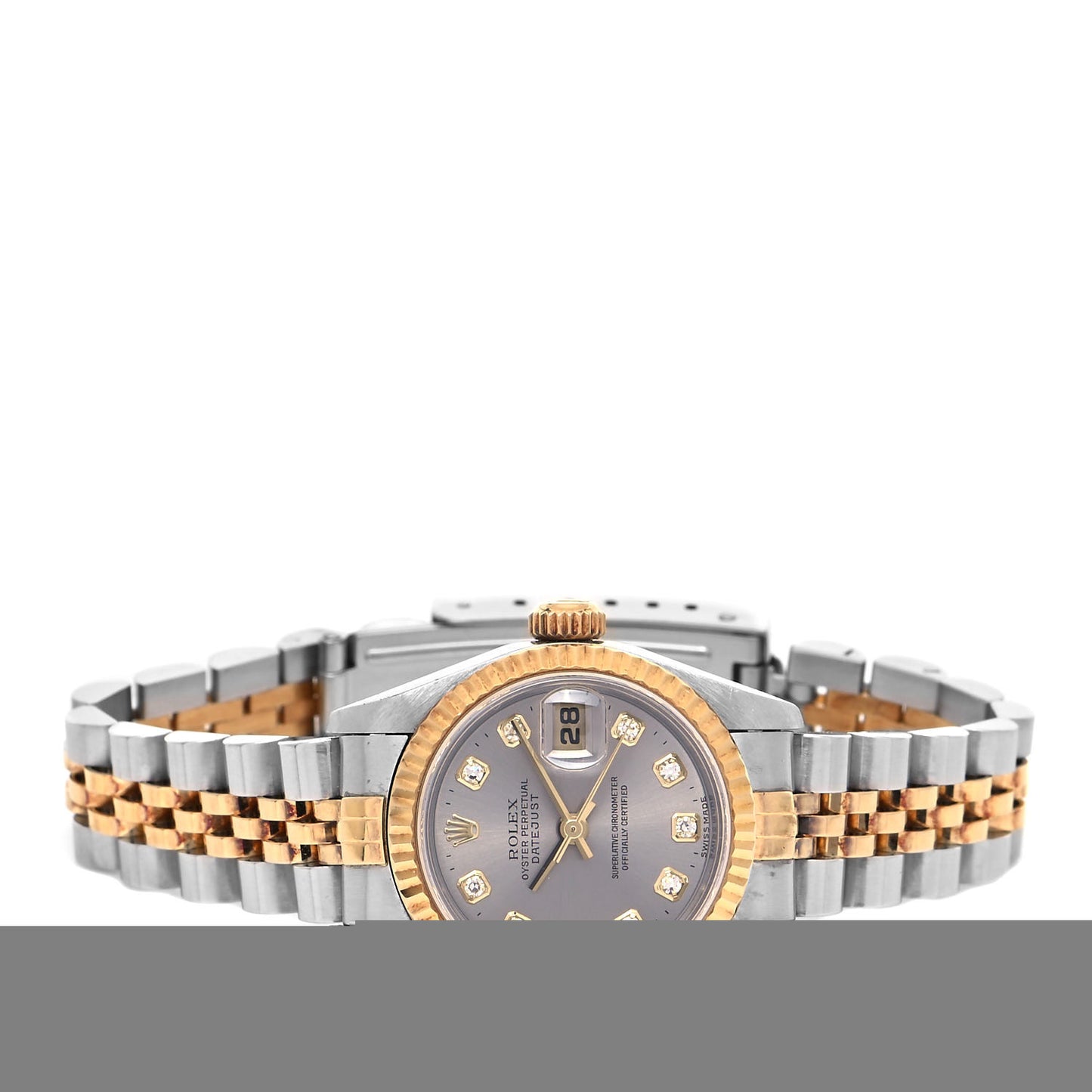 Stainless Steel 18K Yellow Gold Diamond 26mm Oyster Perpetual Datejust Watch Silver 79173