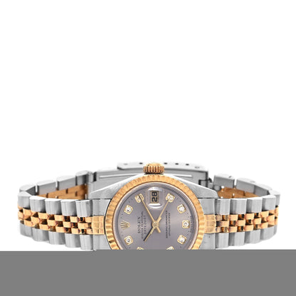 Rolex Stainless Steel 18K Yellow Gold Diamond 26mm Oyster Perpetual Datejust Watch Silver 79173 2 of 4