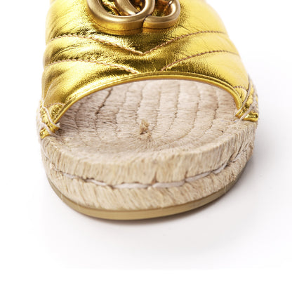 Gucci Metallic Nappa Matelasse GG Marmont Espadrille Slide Sandals 37.5 Oro 10 of 11