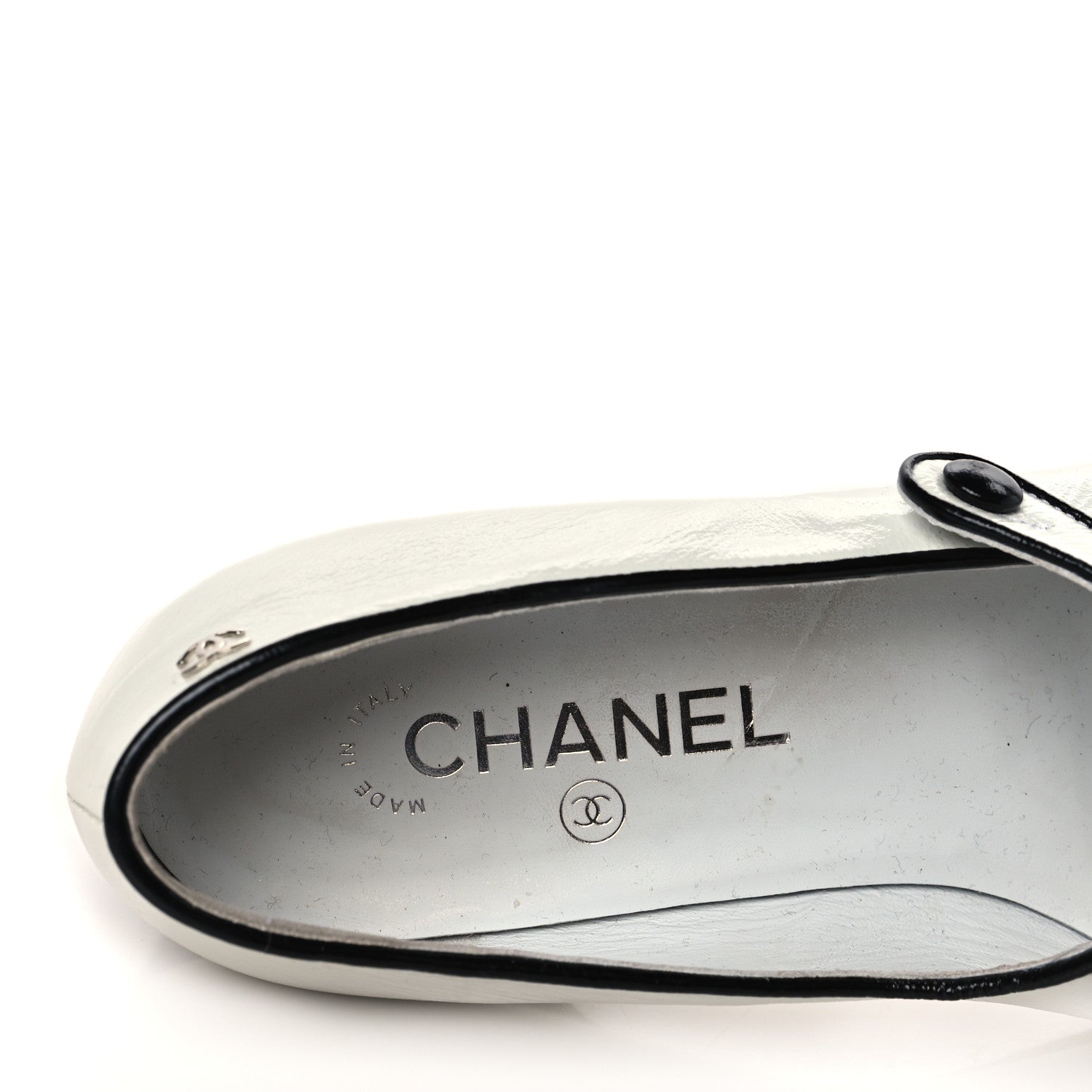 Chanel Patent Calfskin Mary Jane Strap Pumps 39 Black White 9 of 9