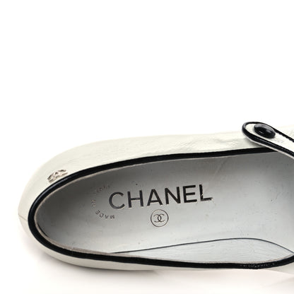 Chanel Patent Calfskin Mary Jane Strap Pumps 39 Black White 9 of 9