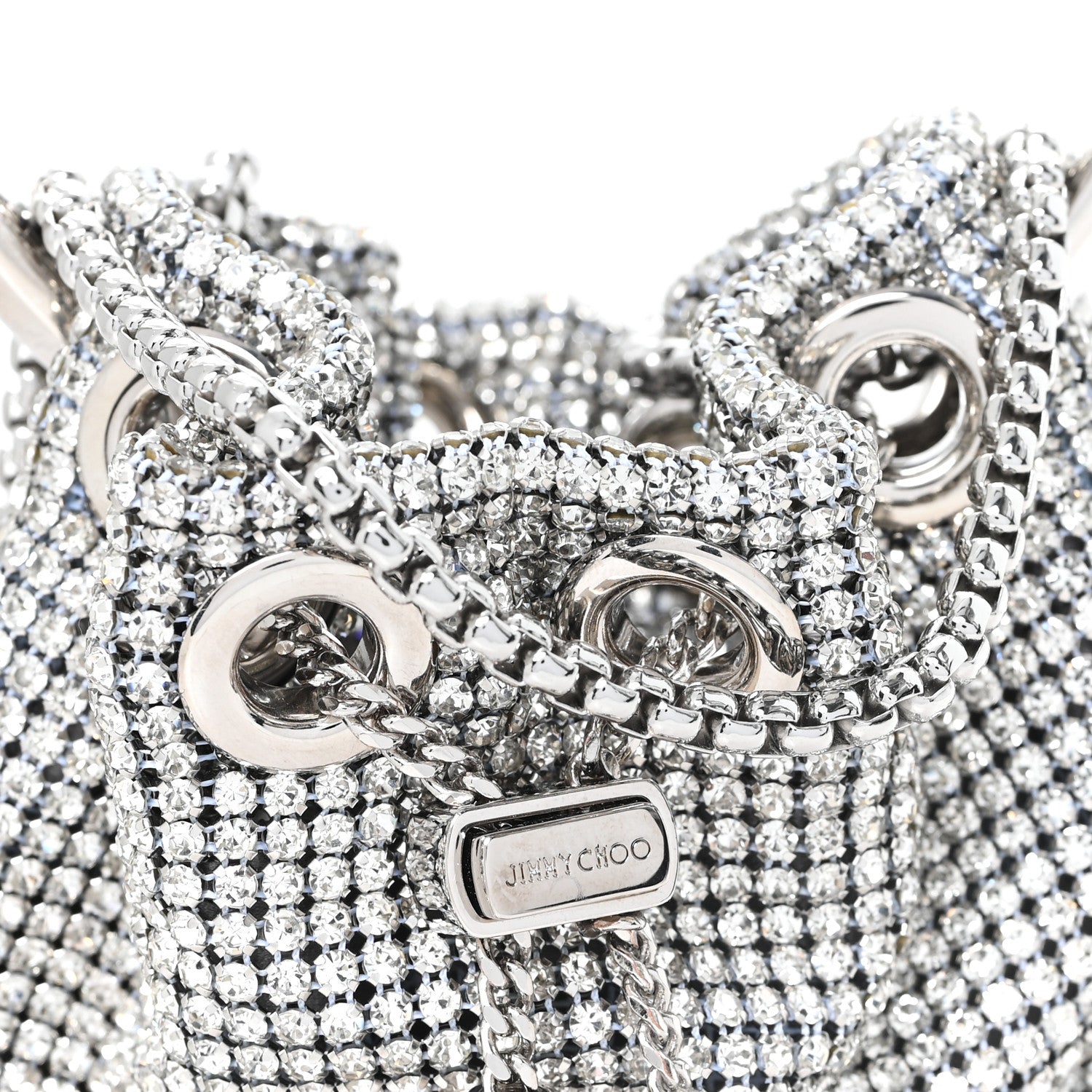 Jimmy Choo Satin Crystal Embellished Micro Bon Bon Bag Silver 8 of 10
